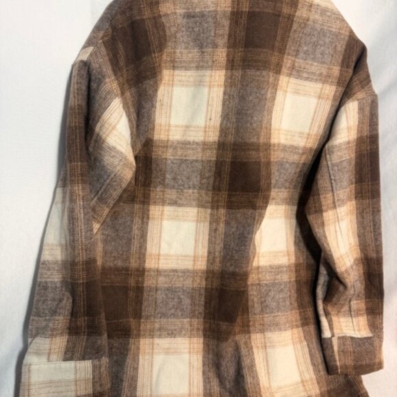 Banana Republic Flannel Shacket Small Plaid Wool Blend Front Pockets - Picture 9 of 13